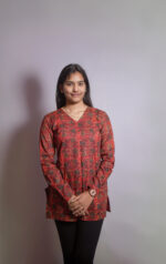 Red Ajrak Short Kurthi