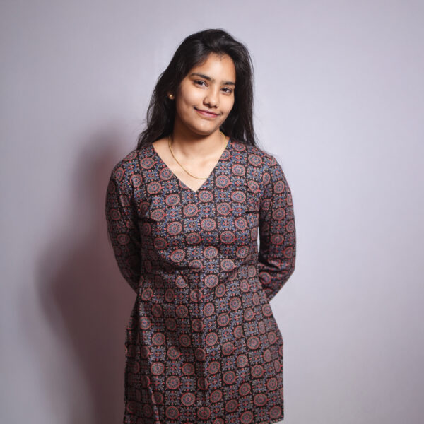 Blue Ajrak Short Kurthi