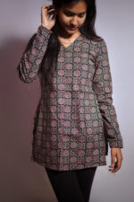 Blue Ajrak Short Kurthi - Image 3