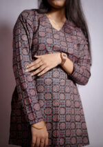Blue Ajrak Short Kurthi - Image 2