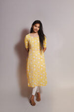 Cotton Lime Yellow Kurthi