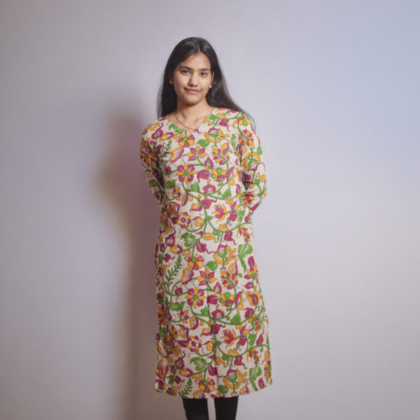 Cream Kalmkari Kurthi