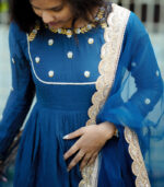 Deep Blue Festive Anrkali - Image 4