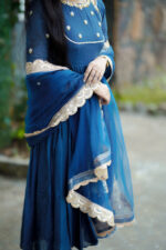 Deep Blue Festive Anrkali - Image 3