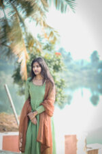 Leaf Green And Brown Anarkali