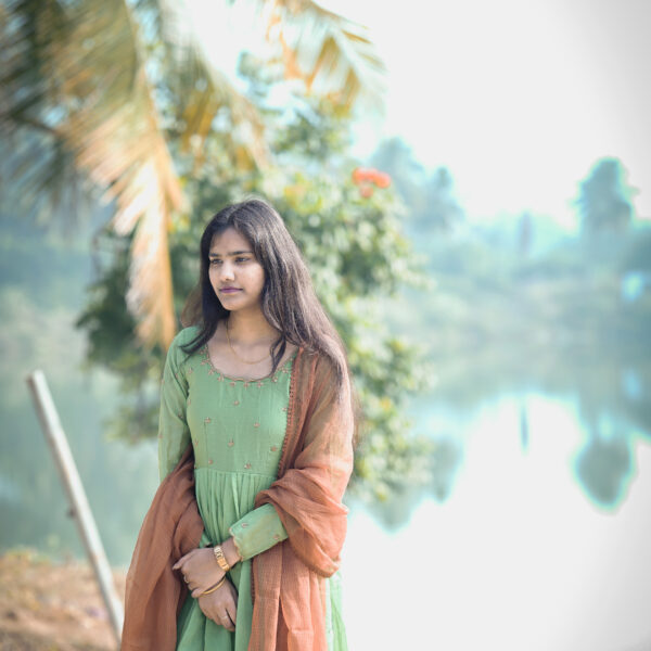 Leaf Green And Brown Anarkali