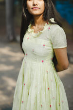 Lime Green Chanderi Frock - Image 2