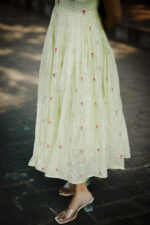 Lime Green Chanderi Frock - Image 3
