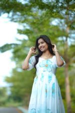 White And Blue Short Frock - Image 2