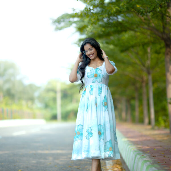 White And Blue Short Frock